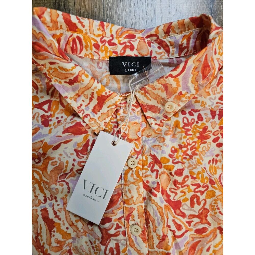 Vici Collection Floral Coastal Romper NWT Women's L Resortwear Belted Tie - Picture 7 of 9